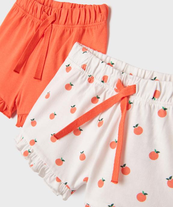 Short en coton avec volants bébé fille (lot de 2) vue2 - GEMO(BEBE DEBT) - GEMO