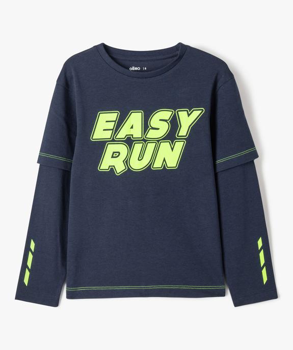 T-shirt manches longues effet superposition garçon vue1 - GEMO 4G GARCON - GEMO