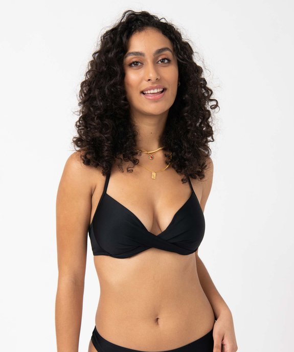 Haut de maillot de bain femme forme corbeille effet drapé vue2 - GEMO 4G FEMME - GEMO