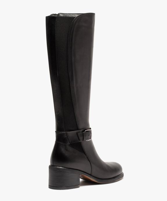 Bottes femme à talon dessus cuir uni bride décorative - Tanéo vue5 - TANEO - GEMO