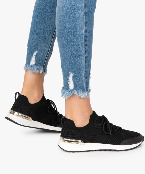 Baskets femme en maille chaussette unies détail métallisé vue1 - GEMO (SPORTSWR) - GEMO
