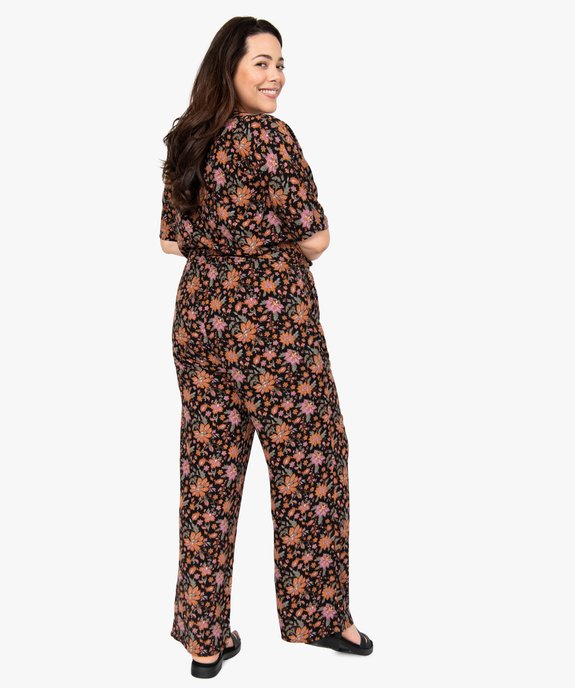 Combinaison pantalon femme grande taille à motifs fleuris et haut cache-cœur  vue3 - GEMO (G TAILLE) - GEMO