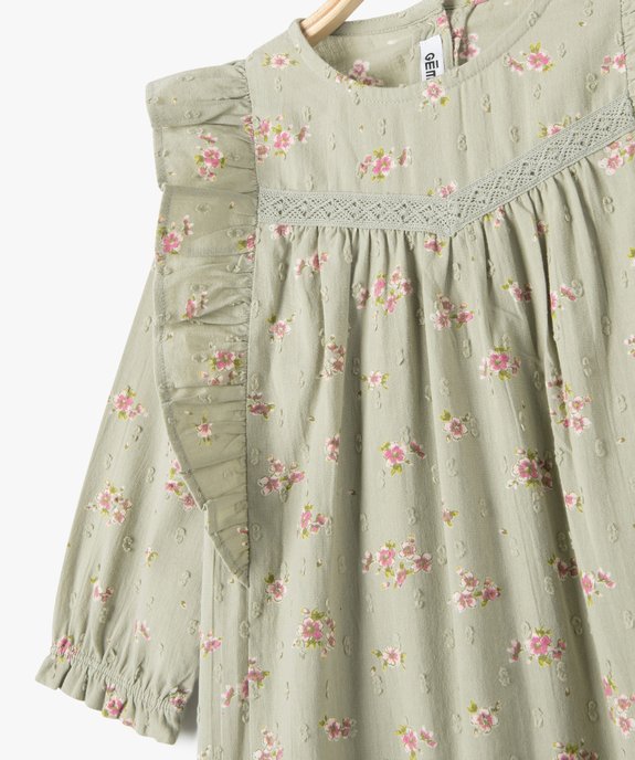 Robe bébé fille en coton plumetis fleuri à volants vue2 - GEMO(BEBE DEBT) - GEMO