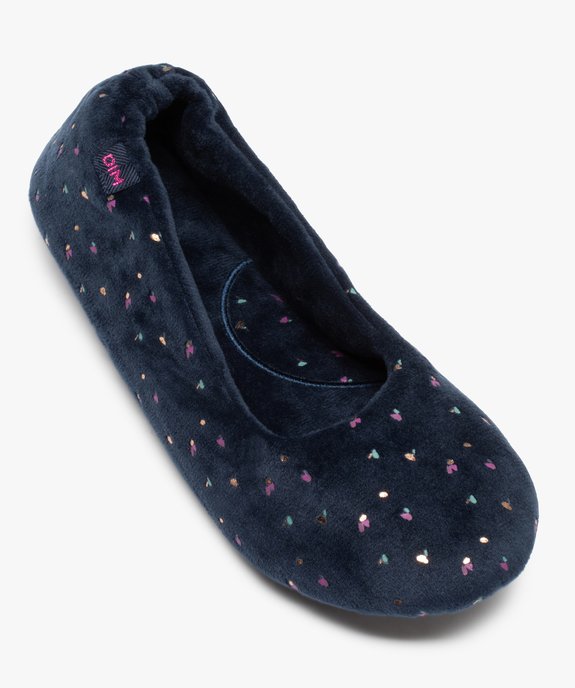 Chaussons femme ballerines en velours imprimé – Dim vue5 - DIM - GEMO