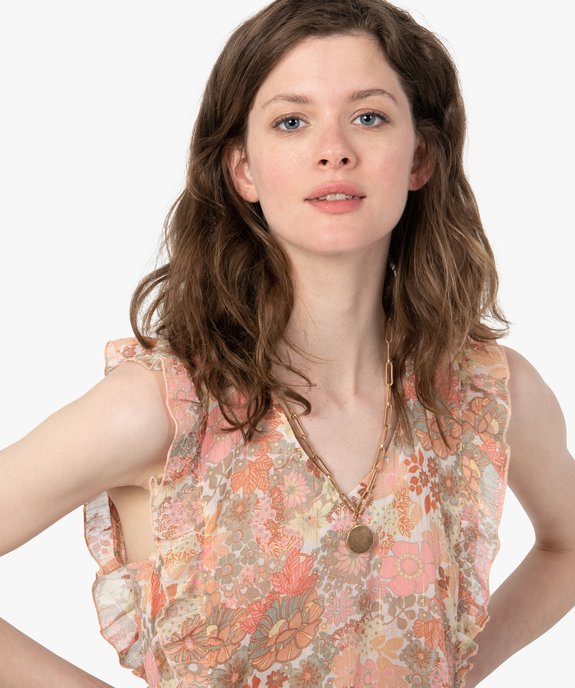 Blouse femme sans manches en voile à motifs fleuris vue2 - GEMO(FEMME PAP) - GEMO
