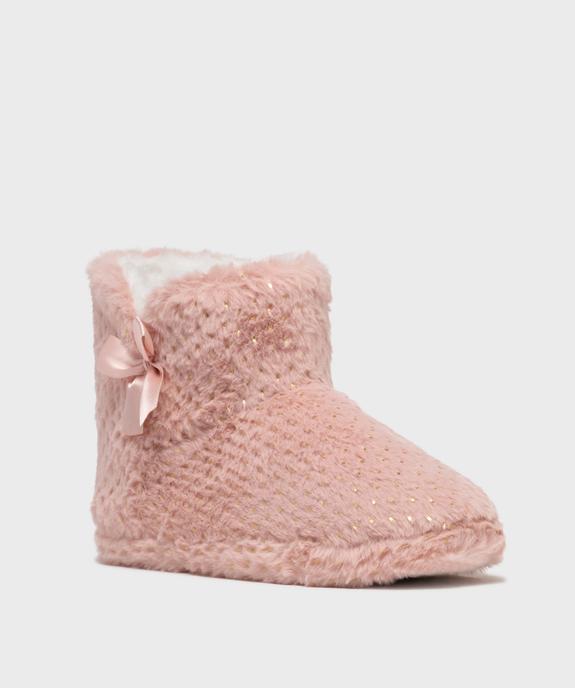 Chaussons montants en fourrure imitation et paillettes femme vue2 - GEMO 4G FEMME - GEMO