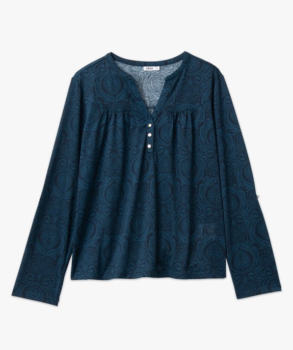 Tee-shirt à manches longues imprimé en polyester recyclé femme vue4 - GEMO 4G FEMME - GEMO