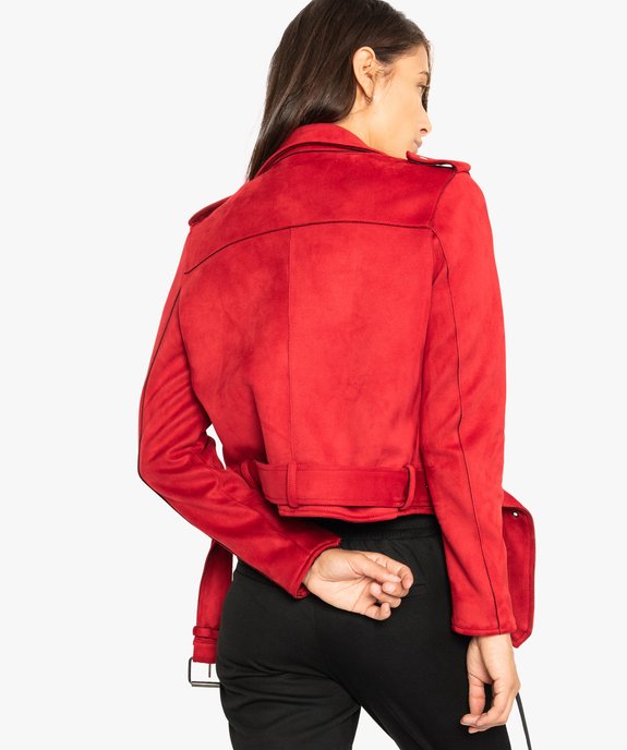 Blouson style perfecto aspect suédine vue3 - FOLLOW ME - GEMO