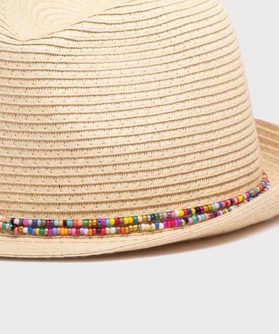 Chapeau de paille trilby avec rubans de perles femme vue2 - GEMO (ACCESS) - GEMO