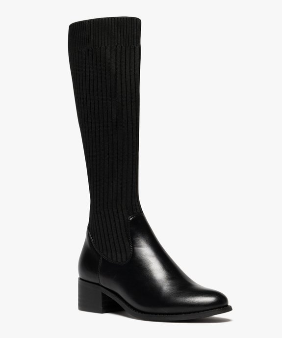 Bottes femme à talon moyen avec col chaussette à enfiler vue2 - GEMO (CASUAL) - GEMO