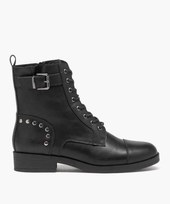 Boots femme unies style rock fermeture lacets et zip vue1 - GEMO (CASUAL) - GEMO