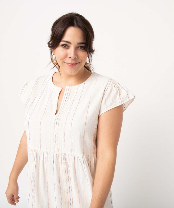 Robe femme grande taille à manches courtes col V et volant vue5 - GEMO (G TAILLE) - GEMO