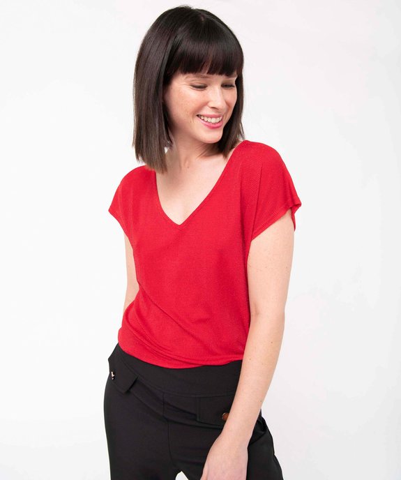 Tee-shirt femme scintillant à manches ultra courtes vue2 - GEMO(FEMME PAP) - GEMO