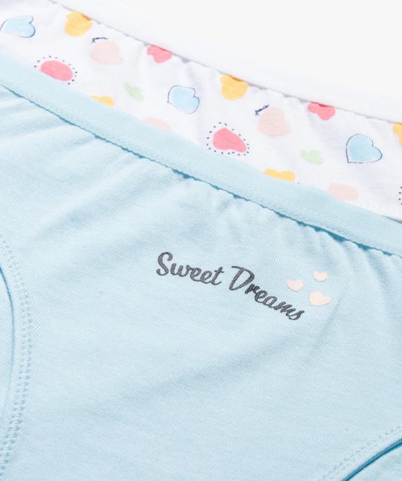 Culotte coton stretch imprimée cœur fille (lot de 3) vue3 - GEMO 4G FILLE - GEMO