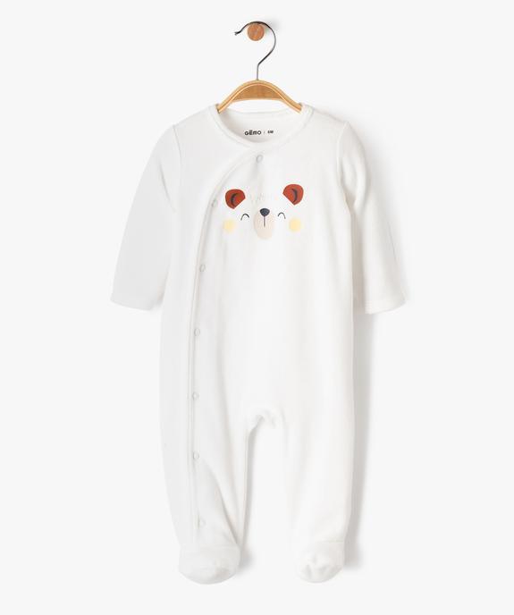 Pyjama dors-bien en velours fermeture devant bébé vue1 - GEMO 4G BEBE - GEMO