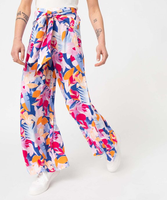 Pantalon femme à motifs fleuris coupe flare vue1 - GEMO(FEMME PAP) - GEMO