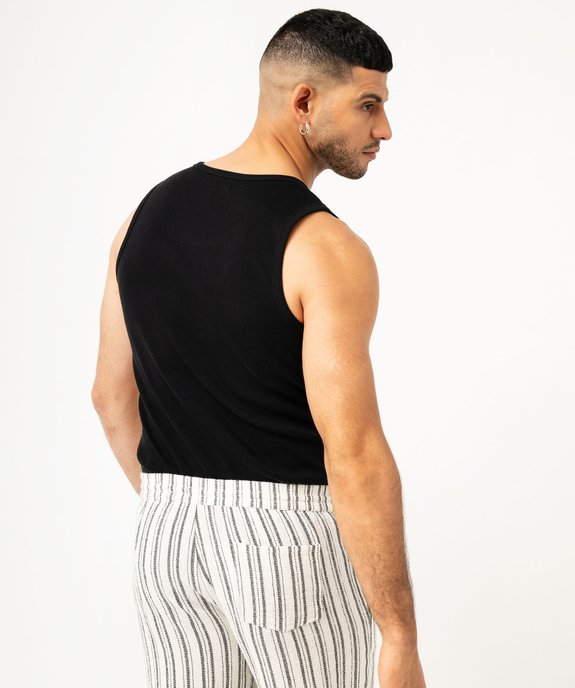Débardeur uni en maille côtelée homme vue3 - GEMO 4G HOMME - GEMO