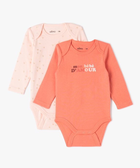 Body bébé à manches longues et motifs (lot de 2) vue1 - GEMO 4G BEBE - GEMO