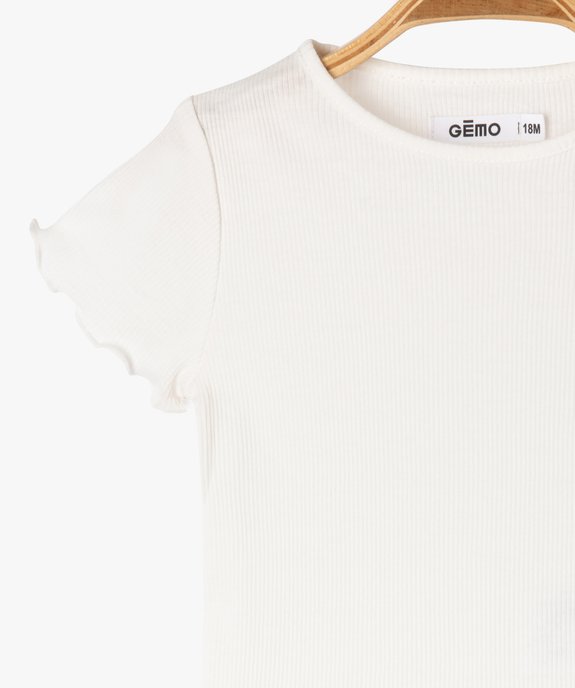 Tee-shirt à manches courtes en maille côtelée bébé fille vue5 - GEMO(BEBE DEBT) - GEMO
