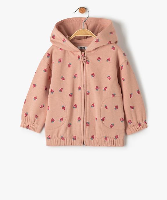 Sweat bébé fille à capuche et fermeture zippée vue1 - GEMO(BEBE DEBT) - GEMO