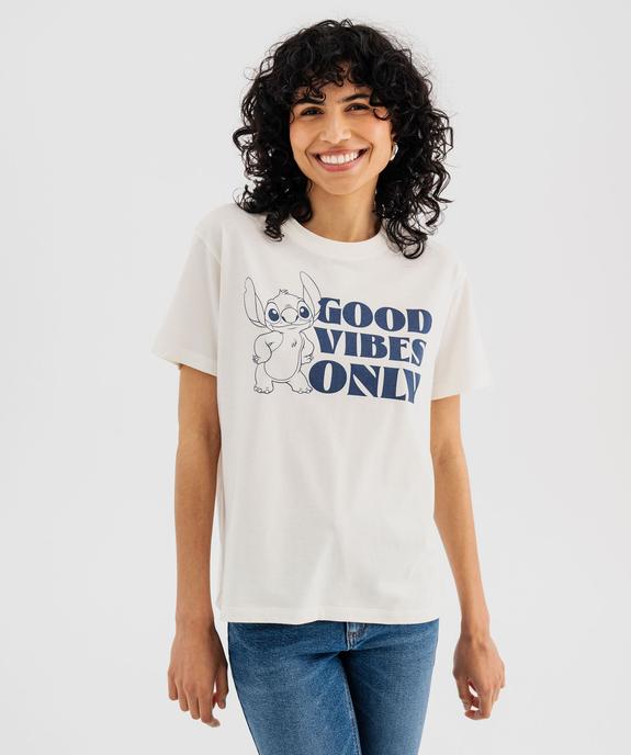 Tee-shirt manches courtes imprimé femme - Stitch  vue1 - LILO & STITCH - GEMO