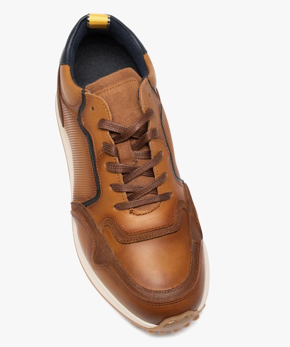 Baskets homme casual dessus cuir uni - Tanéo vue5 - TANEO - GEMO