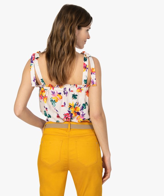 Débardeur femme à motifs fleuris et bretelles à nouer vue3 - GEMO(FEMME PAP) - GEMO