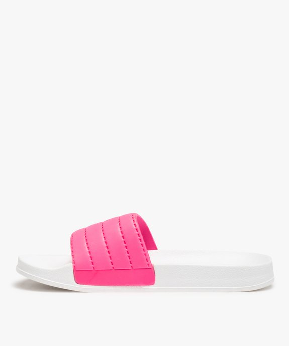 Mules de piscine femme à bandeau fluo vue3 - GEMO (PLAGE) - GEMO