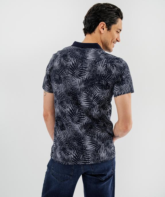 Polo manches courtes à motif feuillage homme vue3 - GEMO 4G HOMME - GEMO