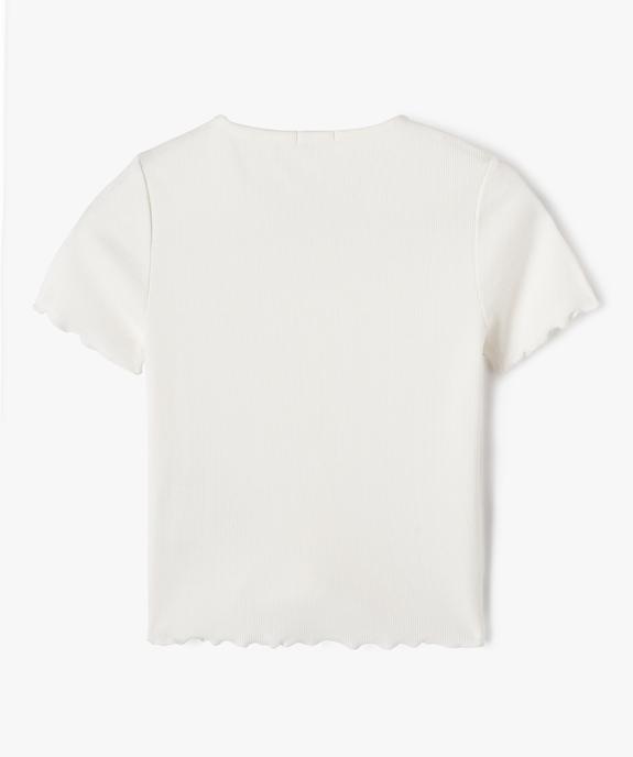Tee-shirt droit à côtes et manches courtes file vue3 - GEMO (JUNIOR) - GEMO