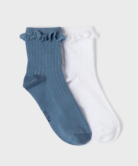 Socquettes avec volants brodés fille (lot de 2) vue1 - GEMO 4G FILLE - GEMO