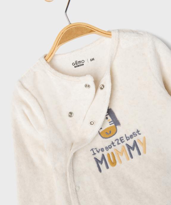Pyjama 2 pièces en velours à motif zèbre bébé garçon vue2 - GEMO 4G BEBE - GEMO