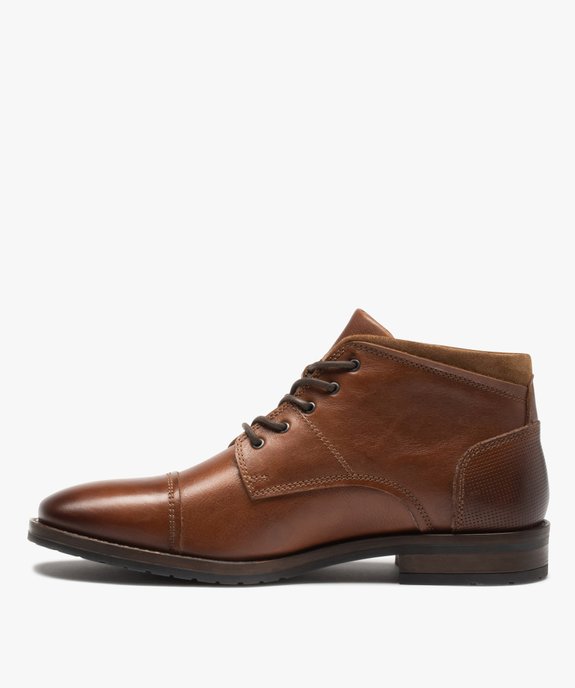 Derbies homme semi-montants dessus cuir uni – Tanéo vue4 - TANEO - GEMO