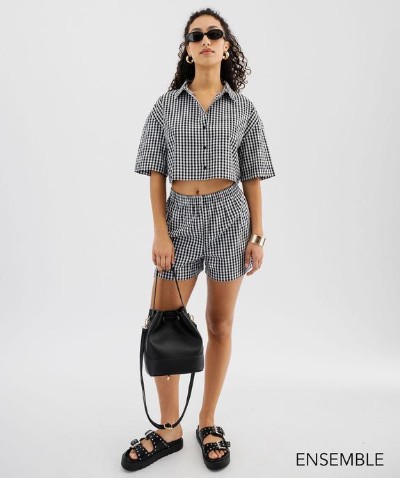 Ensemble chemise et short à motif vichy pour femme - GEMO