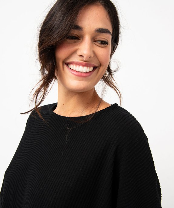 Haut de pyjama femme en maille côtelée vue2 - GEMO 4G FEMME - GEMO