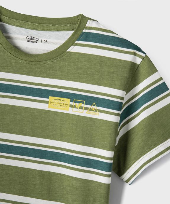 Tee-shirt manches courtes à rayures garçon vue2 - GEMO 4G GARCON - GEMO