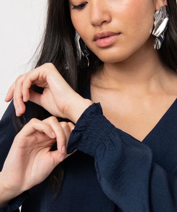 Blouse femme à manches longues avec col V vue2 - GEMO 4G FEMME - GEMO