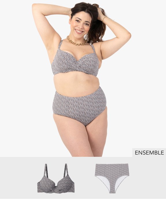 Ensemble maillot de bain 2 pièces femme grande taille imprimé léopard - GEMO