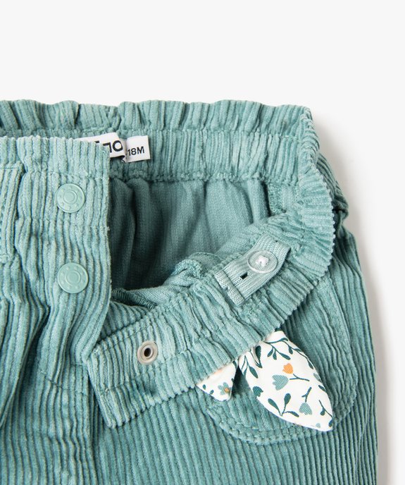 Pantalon en velours côtelé bébé fille vue2 - GEMO 4G BEBE - GEMO