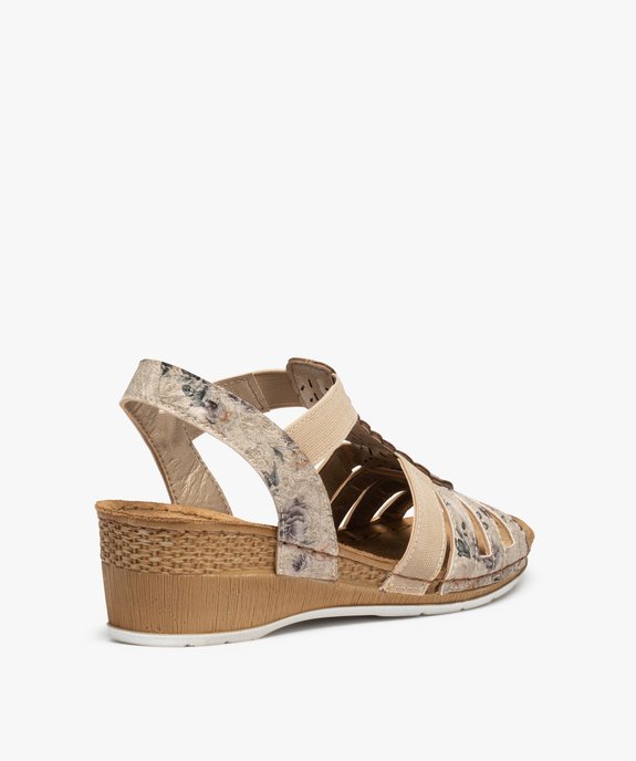 Sandales femme confort compensées à brides élastiques vue4 - GEMO (CONFORT) - GEMO