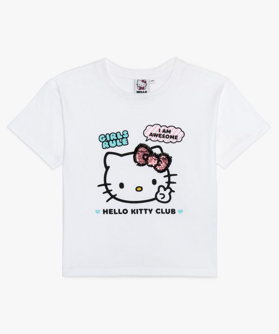 Tee-shirt court fille avec motif dessiné - Hello Kitty vue1 - HELLO KITTY - GEMO