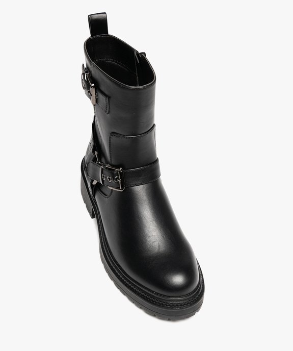 Boots femme crantées à zip avec brides à boucle fantaisie vue5 - 5 MILES - GEMO