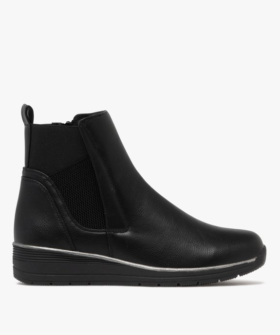 Boots femme confort intérieur fourré à bout carré et liseré - Hobiz vue1 - HOBIZ - GEMO