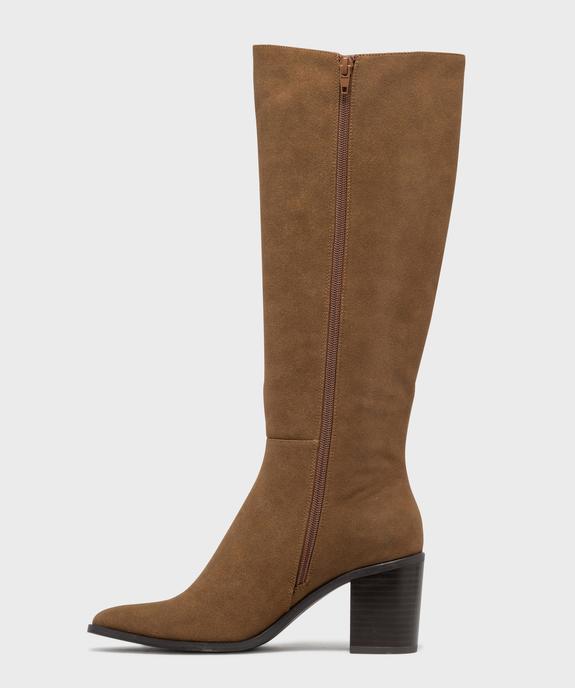 Bottes à talon en suédine femme vue3 - FOLLOW ME - GEMO