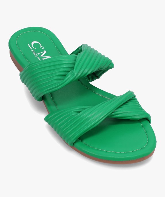 Mules femme unies à talon plat et brides matelassées vue5 - SANS MARQUE - GEMO