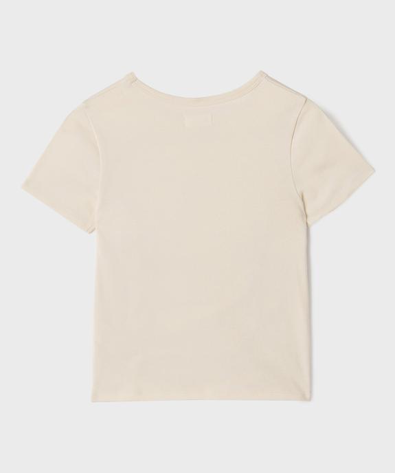 Tee-shirt manches courtes froncé fille vue3 - GEMO 4G FILLE - GEMO