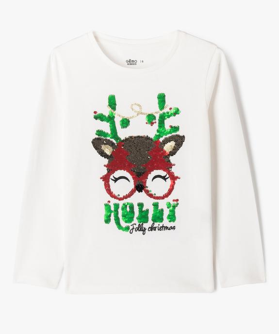 Tee-shirt manches longues spécial Noël fille vue1 - GEMO 4G FILLE - GEMO