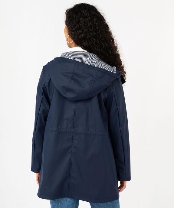 Imperméable déperlant à capuche rayée femme - LuluCastagnette vue3 - LULUCASTAGNETTE - GEMO