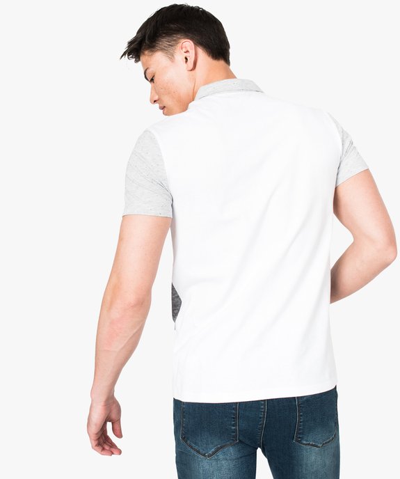 Polo manches courtes multi-matières vue3 - GEMO (HOMME) - GEMO