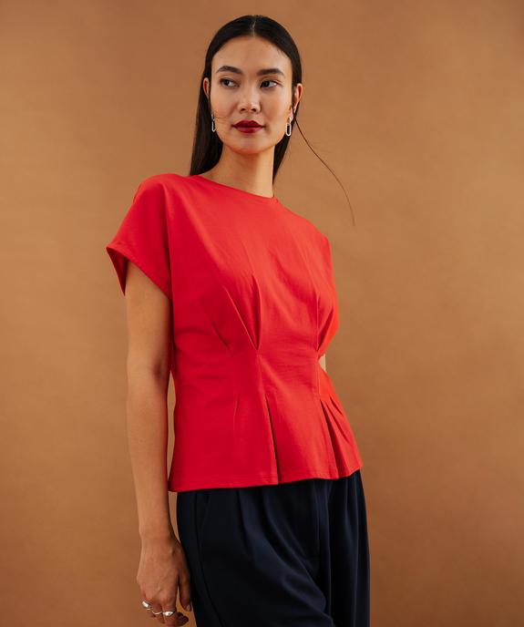 Tee-shirt uni col rond cintré femme vue1 - GEMO(FEMME PAP) - GEMO